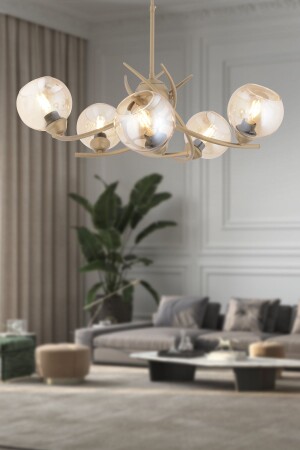 MNZ-Pireal 5-piece Round قديم زجاج العسل غرفة المعيشة الحديثة الشنابل 4107-05-FR - Apliqa