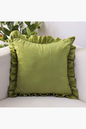 MNZ-Pistachio Green Country Ruffle Square Throw Pillow Cover Soft Textured Vintage-Scandinavian-Bohemian-Christmas - Bc Home