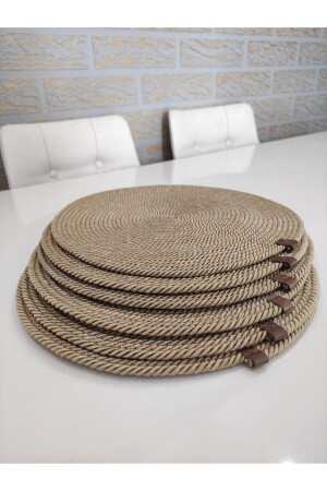 MNZ-Placemat Runner 6-piece تقديم لوحة داوري مجموعة من اللوحات الخزية قاع النار - Wood Design