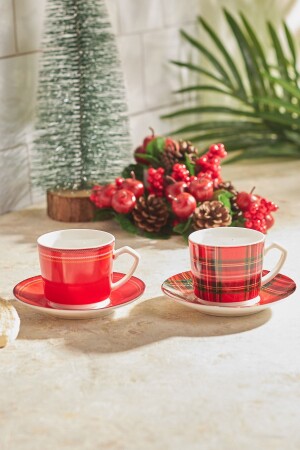 كوب قهوة من نوع MNZ-Plaid Set للشخصين 80 مل 153 03. 06. 5268 - Karaca