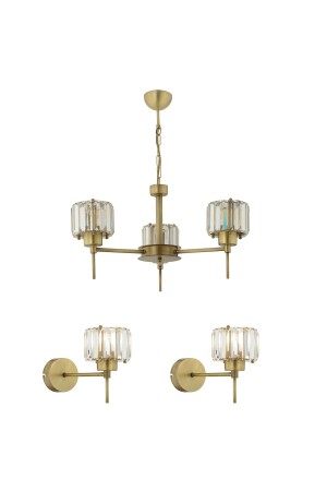 MNZ-Plain 3 قطع قديمة 3 قطع كريستال وحجر تصميم عصري كريستال غرفة المعيشة شمعة-مشاهد مجموعة 7000-1146-11-03-03 - Apliqa