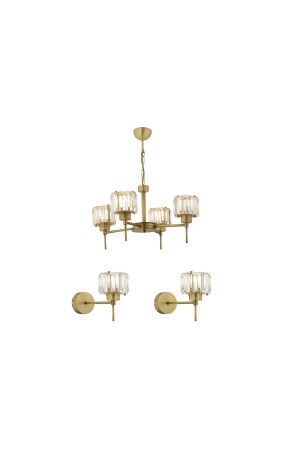 MNZ-Plain 4 قطع قديمة 3 قطع كريستال وحجر تصميم عصري كريستال غرفة المعيشة شمعة-مجال التصوير 7000-1146-11-04-03 - Apliqa