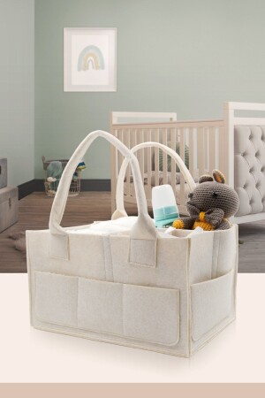 MNZ-Plain Beige Felt أم حقيبة رعاية الأطفال منظمة - Jasper