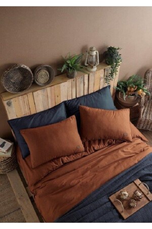 MNZ-Plain Brown 100% قطن ورقة مرنة غطاء ملابس مزدوجة مجموعة *مختلفة مرتين غسيل 100% قطن GH2245 - Ecosse