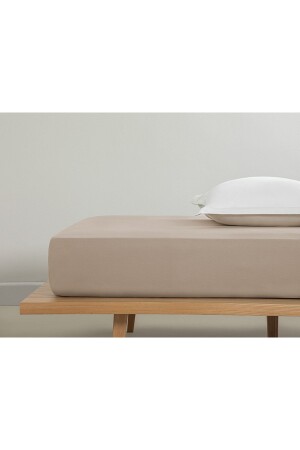 MNZ-Plain Cotton Single Fitted Bed Sheet 100x200 سم رغوة القهوة TYC00083982383 - English Home