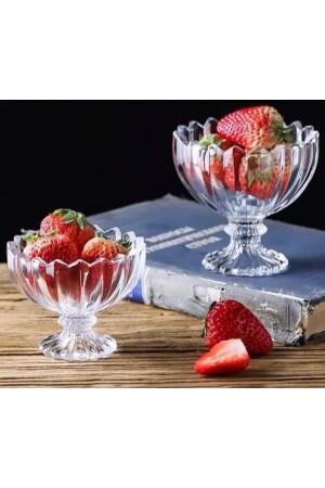 MNZ-Plain Glass Footed Bowl Set mkr05 - ALMARANDİ