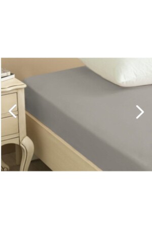 MNZ-Plain Gray King Size Fitted Elastic Sheet Set 100% القطن 180x200+30 سم + 2 غطاءات وسادة - Paradise