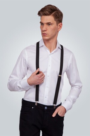 MNZ-Plain سراويل الرجال السوداء النقيفة معلقة PASK143-500 - Tudors