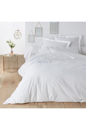 MNZ-Plain White Single Duvet Cover Set (غطاء الرف + غطاء وسادة واحد) Ün605 - üntaş