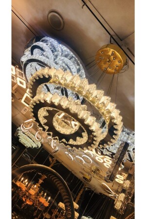 MNZ-Plaque Crystal Double Stone Embroidered 304 Yellow Stainless LED Candlelier AL-6167-3 حجر مزدوج - ALA AYDINLATMA