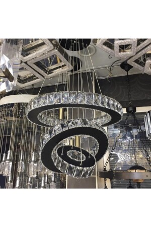 MNZ-Plaque Crystal Stone Black لاستين ليد الشنابل مع التحكم عن بعد - Ala Aydinlatma