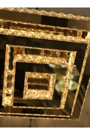 MNZ-Plaque Crystal Stone Embroidered 304 Yellow Stainless Led AL-6168-3QUARE - ALA AYDINLATMA