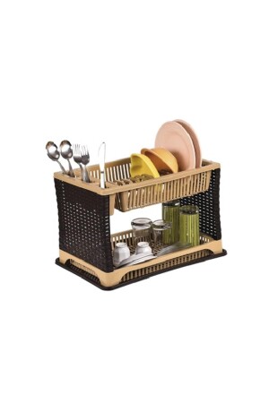 MNZ-plate Dish Rack خياطة من الروتان 2 طبقة sp-180 - Sağlık Plastik