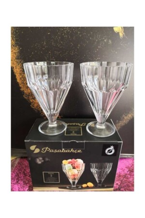 MNZ-Pleats 2 قطعة كريستال الآيس كريم كأس 68136 Pb68136 - Paşabahçe