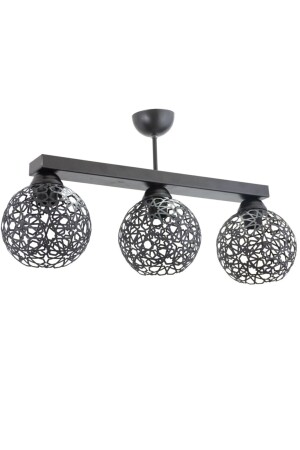 MNZ-Plofonyer Seljuk Motif Model Retro Rustic Chandelier LMBDR3534BLKDİK - Lambadar