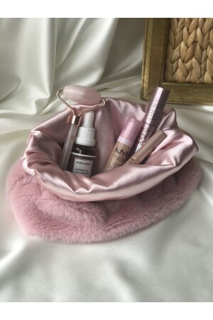 كيس مكياج من نوع MNZ-Plush مسحوق وردي - Melsea