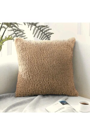 MNZ-Plush Teddy Puffy Decorative Pillow Cushion Cover Brown 43x43 - Benlisso Home