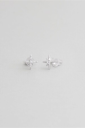 MNZ-Polar Star 18K أقراط الفضة المغطاة بالذهب الأبيض - So Chic