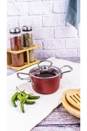 MNZ-Poppy Granite Pot 12 سم حمراء B4721 - Bambum