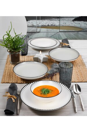 MNZ-Porcelain 24 قطعة لينا عشاء مجموعة GBSATN24Y4R33063 - Güral
