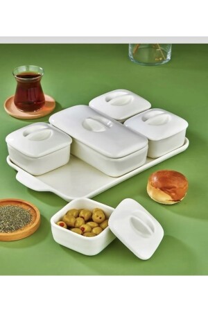 مجموعة إفطار من طراز MNZ-Porcelain مع 5 صناديق مغطاة - Pembelia Life