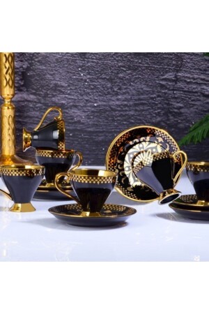 MNZ-Porcelain. 6 كوبات Tk. مع ساق (الذهب الأسود) İST-138 - Kosova