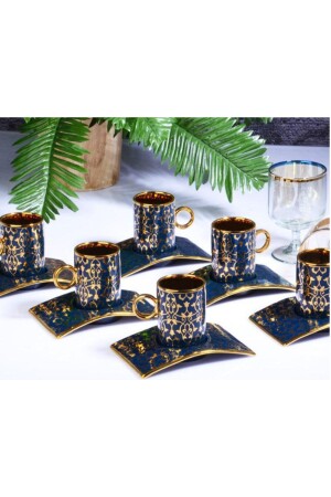 MNZ-Porcelain Aurora Oval 6-piece Cup Set 90 سي سي Ist-126 İST-126 - Kosova