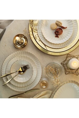 MNZ-Porcelain Bone Luz Form 52 Piece Dinner Set Gold Mesh Bnlzf52yt20 BNLZF52YT20 - Kütahya Porselen
