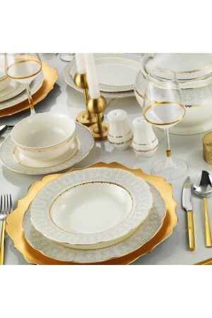 MNZ-Porcelain Bone Olympos 62 Piece Dinner Set لـ 12 شخص 11381 Bnoly62yt43011381 P203YMT. 61064. 01 - Kütahya Porselen