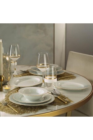 MNZ-Porcelain Bsk51yt520 بيساك مات ذهب 51 قطعة عشاء مجموعة 12 شخص P203YMT. 60924. 01 - Kütahya Porselen