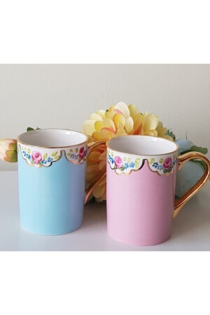 MNZ-Porcelain Hand Painted Cup Set من 2 IK1912 - BY.RAYKA PORSELEN El Dekor