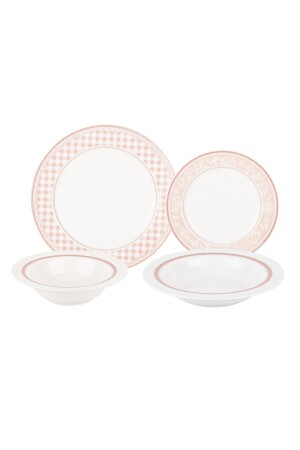 MNZ-Porcelain Pınk Quadro 24 قطعة عشاء مجموعة MAZE P101PQ - Tantitoni