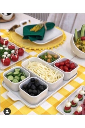 MNZ-Porcelain White 6-piece Breakfast Set مع غطاء Acr78 - ACAR