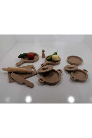 مجموعة المطبخ من طوب MNZ-Pot Pan 36844 - EMRİN AHŞAP OYUNCAK VE HEDİYELİK EŞYA