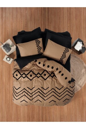 MNZ-Pouf غطاء Ranforce غطاء غطاء مزدوج Elio Copper Black 8680108062401 - Cotton Box