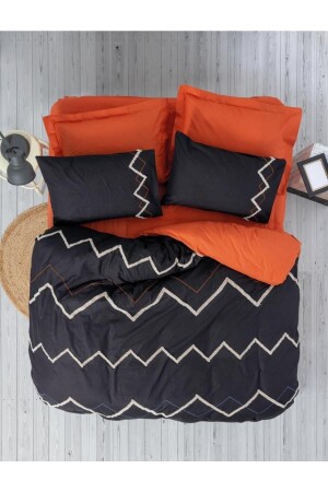 MNZ-Pouf طلاء مطرز Ranforce يوم الأم المزدوج غطاء غطاء المجموعة Mirely Black Tile 8680108062388 - Cotton Box