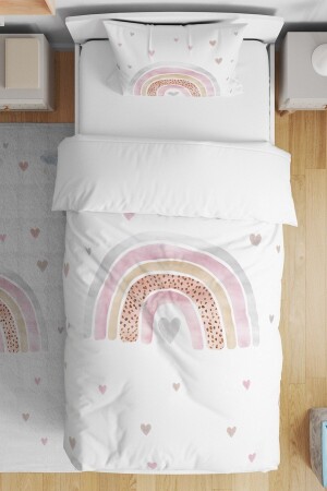 MNZ-Powder Heart قوس قزح نمط واحد الأطفال السرير مجموعة evnev00115 - Evpanya