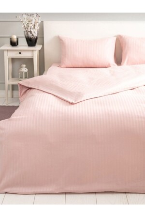 مجموعة غطاء سطين مشاطرة MNZ-Powder Stripped Satin Duvet Cover Set، ورقة مزدوجة، لا تتكامل، مجموعة غطاء سطين مشاطرة - Deneme Zamanı