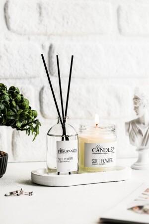 MNZ-Powder رائحة وشمعة رائحة شفافة (مع الموقف الأبيض) مسحوق-t - LALEZEN HOME