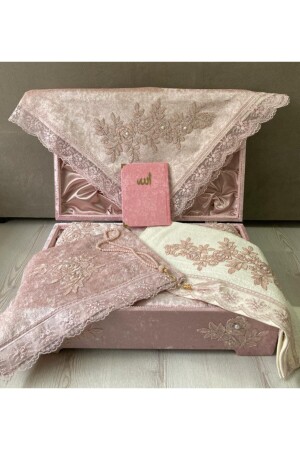 MNZ-Powder Velvet Storage صلاة السجادة مجموعة 7 قطع فرنسية مجموعة من العصا مجموعة 991000 - Dilek