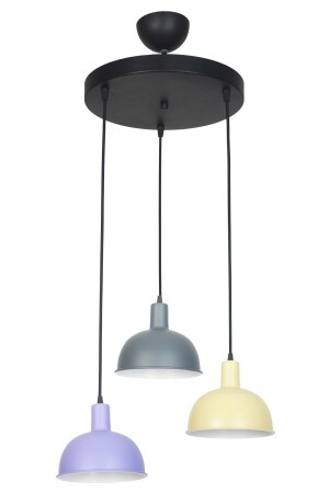 غرفة الأطفال الحديثة في مجال MNZ-Prague - مقهى - غرفة المعيشة - مطبخ 3 قطع Anthracite Lilac Cream Color Pendant Lamp 3 قطع Chandelier PRGMİX - Fer Avize
