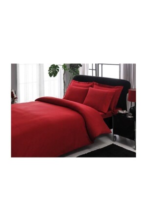 MNZ-Premium Basic Stripe Red Double Duvet Cover Set 712823934599 - Taç