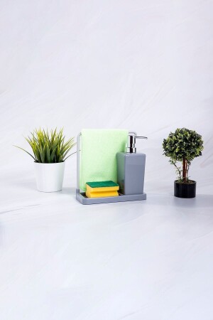 MNZ-Primanova Luna Kitchen Soap Dispenser - الرمادي مع معلق ثياب - Prima Nova