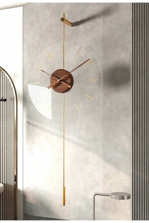 MNZ-Primera زجاج الذهبية وقت 40، المعادن الحديثة والزجاج تصميم ساعة الجدار AGA001021002 - AGA KONSEPT