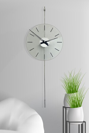 MNZ-Primera زجاجية الفضة وقت 40، المعادن الحديثة والزجاج تصميم ساعة الجدار AGA001021004 - AGA KONSEPT