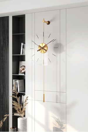 MNZ-Primera Glazing Elite Gold Time 40 Cm، ساعة جدارية حديثة من المعادن والزجاج مع جوهر الذهب SG001021003 - SEVİNÇ KONSEPT