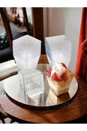 MNZ-Prism Mica بلاستيكي مربع حاوية مكعب عرض كأس 200cc 20 قطعة ميكا Prism - Happyland