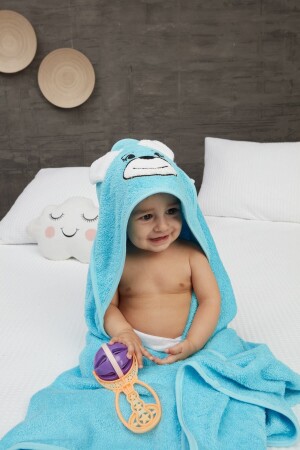 MNZ-Pupy Bear Hooded Baby Bath Towel توركيز 100x100 سم 152-23-001 - Mislina Home