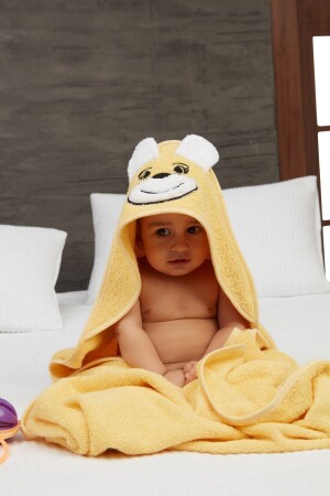 MNZ-Pupy Bear Hooded Baby Bath Towel صفراء 100x100 سم 152-23-001 - Mislina Home