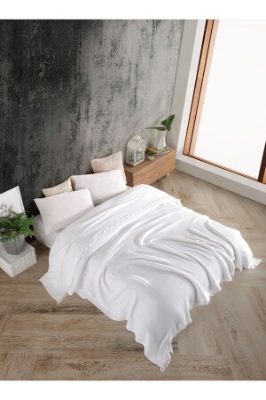MNZ-Pure White 4 Layer Multi Muslin 100% Cotton Double Bedspread 200x240cm BMB - 7300 - destinyhometex